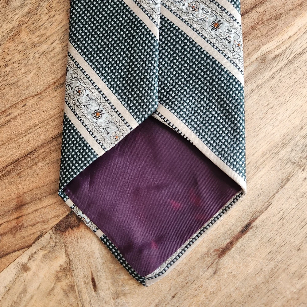 Vintage Montgomery Ward Green and Cream Men's Necktie